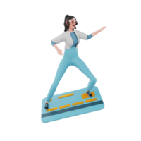 empresário de garota de ilustração 3D png