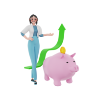 ilustração de empresária de personagem de renderização 3D png