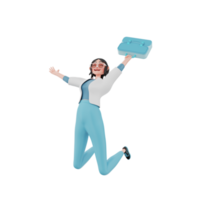 3d ilustración chica empresario png