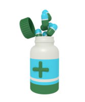3d illustratie van geneeskunde capsule fles png