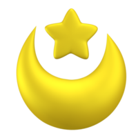 Cute icon 3d moon and star illustration with Ramadan and Eid al-Fitr theme png