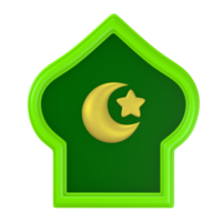lindo icono 3d puerta ilustración islámica con ramadán y eid al-fitr tema png