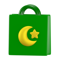 ilustração de loja de bolsa 3d de ícone bonito com tema de ramadã e eid al-fitr png
