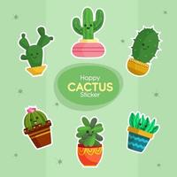 conjunto de pegatinas de cactus vector