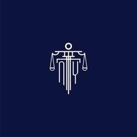 NY initial monogram logo for lawfirm with scale vector design