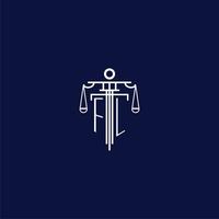 FL initial monogram logo for lawfirm with scale vector design