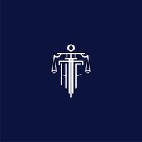 HF initial monogram logo for lawfirm with scale vector design