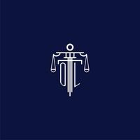 OL initial monogram logo for lawfirm with scale vector design