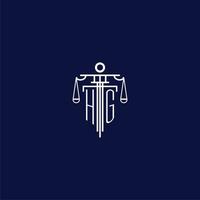 HG initial monogram logo for lawfirm with scale vector design
