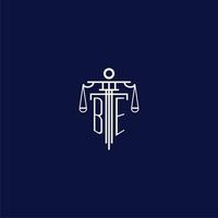 BE initial monogram logo for lawfirm with scale vector design