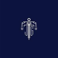 JG initial monogram logo for lawfirm with scale vector design