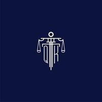 QK initial monogram logo for lawfirm with scale vector design