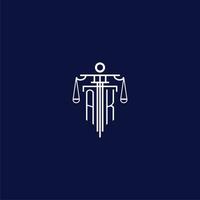 AK initial monogram logo for lawfirm with scale vector design