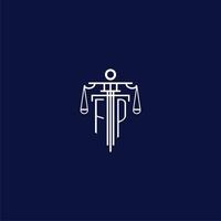 FP initial monogram logo for lawfirm with scale vector design