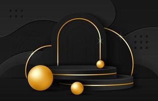 3d Abstract Podium Black Gradient Background vector