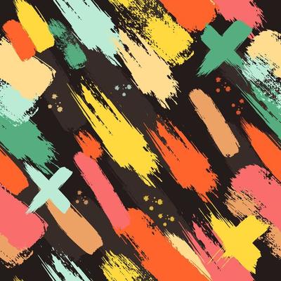 Abstract Hand Drawn Brush Strokes Seamless Pattern Background