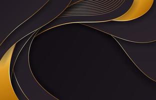 Abstract Black Gradient Background With Golden Lines vector