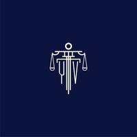 YV initial monogram logo for lawfirm with scale vector design
