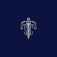 SC initial monogram logo for lawfirm with scale vector design
