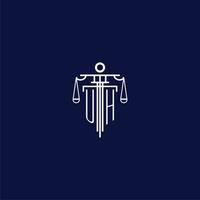 UH initial monogram logo for lawfirm with scale vector design