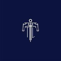 TL initial monogram logo for lawfirm with scale vector design
