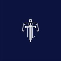 TL initial monogram logo for lawfirm with scale vector design