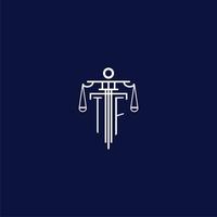 TF initial monogram logo for lawfirm with scale vector design