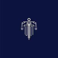 UN initial monogram logo for lawfirm with scale vector design