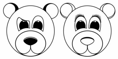 set girl and boy bear line art, you are free to give color to this bear vector