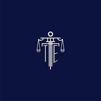 TE initial monogram logo for lawfirm with scale vector design