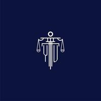 YU initial monogram logo for lawfirm with scale vector design
