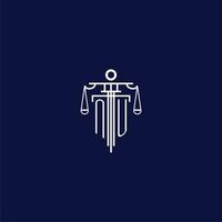 NU initial monogram logo for lawfirm with scale vector design