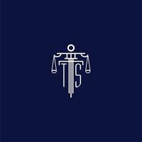 TS initial monogram logo for lawfirm with scale vector design