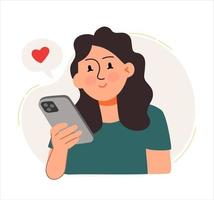 una mujer se comunica por teléfono en correspondencia. el concepto de una idea de negocio, puesta en marcha, organización, lluvia de ideas, resolución de problemas. ilustración vectorial plana aislada vector