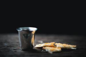 Concept of Eucharist or holy communion of Christianity. Eucharist is sacrament instituted by Jesus. during last supper with disciples. Bread and wine is body and blood of Jesus Christ of Christians. photo