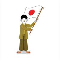 Man celebrate japan independence day vector