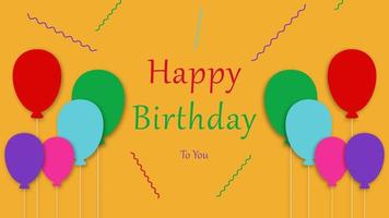Happy birthday background with colorful balloons on yellow background. Vector illustration. EPS 10.