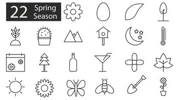 Spring season icons set collection. Simple pictograms for web and mobile apps. Pixel perfect. Vector illustration. EPS 10.