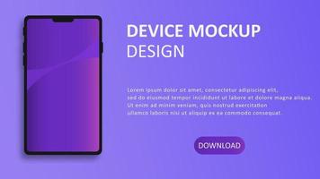 Smartphone gradient screen, mobile phone mockup on blue background. Minimal template for infographic and presentation UI design. Vector illustration. EPS 10.