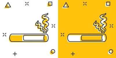 Cigarette icon in comic style. Smoke cartoon vector illustration on white isolated background. Nicotine splash effect business concept.