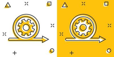 Agile icon in comic style. Flexible cartoon vector illustration on white isolated background. Arrow cycle splash effect business concept.