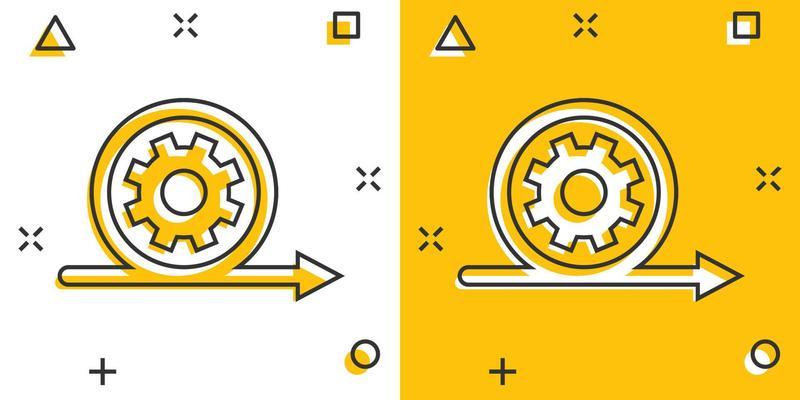 Agile icon in comic style. Flexible cartoon vector illustration on white isolated background. Arrow cycle splash effect business concept.