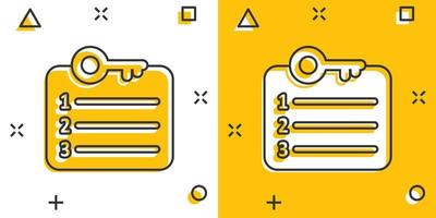 icono de cuenta de contraseña en estilo cómico. ilustración de vector de dibujos animados de palabra clave sobre fondo blanco aislado. concepto de negocio de efecto de salpicadura de combinación de teclas.