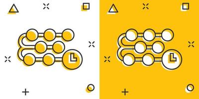 icono de línea de tiempo en estilo cómico. ilustración de vector de dibujos animados de progreso sobre fondo blanco aislado. concepto de negocio de efecto de salpicadura de diagrama.