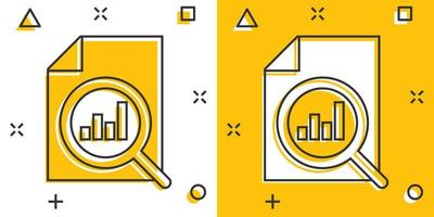 icono de estado financiero en estilo cómico. resultado ilustración vectorial de dibujos animados sobre fondo blanco aislado. informar el concepto de negocio de efecto de salpicadura. vector