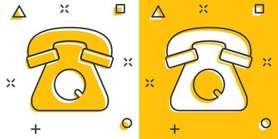 Mobile phone icon in comic style. Telephone talk cartoon vector illustration on white isolated background. Hotline contact splash effect business concept.