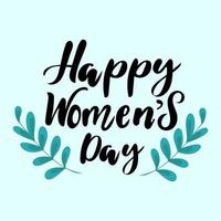 Inscription with Women's Day with green twigs vector
