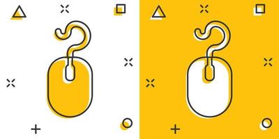 Computer mouse icon in comic style. Cursor cartoon vector illustration on white isolated background. Pointer splash effect business concept.
