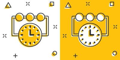 icono de línea de tiempo en estilo cómico. ilustración de vector de dibujos animados de progreso sobre fondo blanco aislado. concepto de negocio de efecto de salpicadura de diagrama.