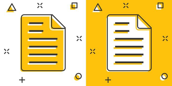 Document note icon in comic style. Paper sheet cartoon vector illustration on white background. Notepad document splash effect business concept.